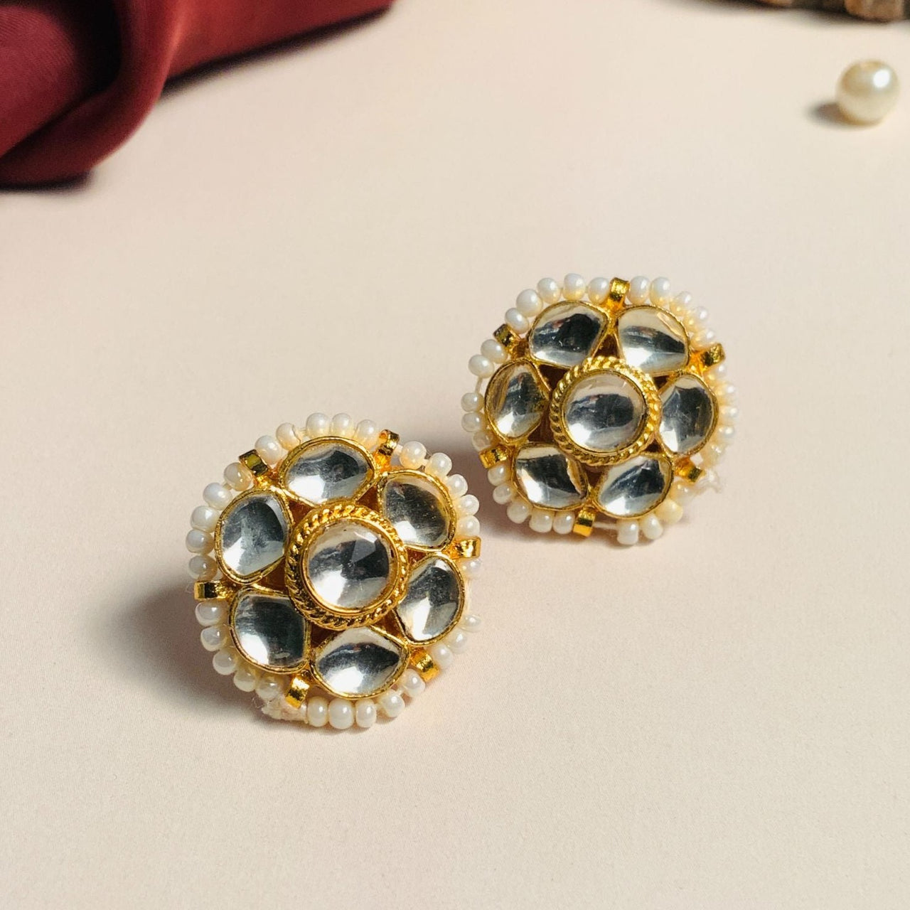 Classic Gold Plated Pachi Kundan Polki Diamond Mangalsutra Earring Set - Abdesignsjewellery