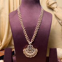 Thumbnail for Aesthetic Gold Plated Pachi Kundan Long Pearl Mala - Abdesignsjewellery