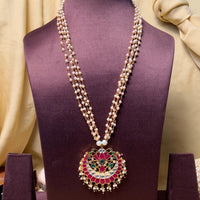 Thumbnail for Elegant Lotus Gold Plated Pachi Kundan Long Pearl Mala