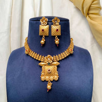 Thumbnail for Aesthetic Square Golden Polish Matt Finish Necklace Set - Abdesignsjewellery