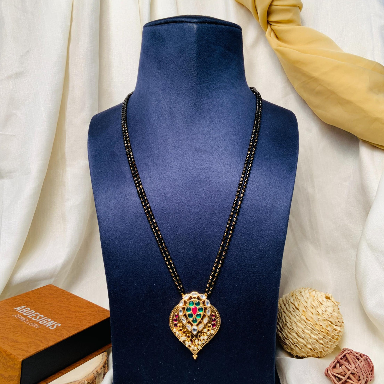 Traditional Jaypore Multicolour Gold Plated Paan Mangalsutra