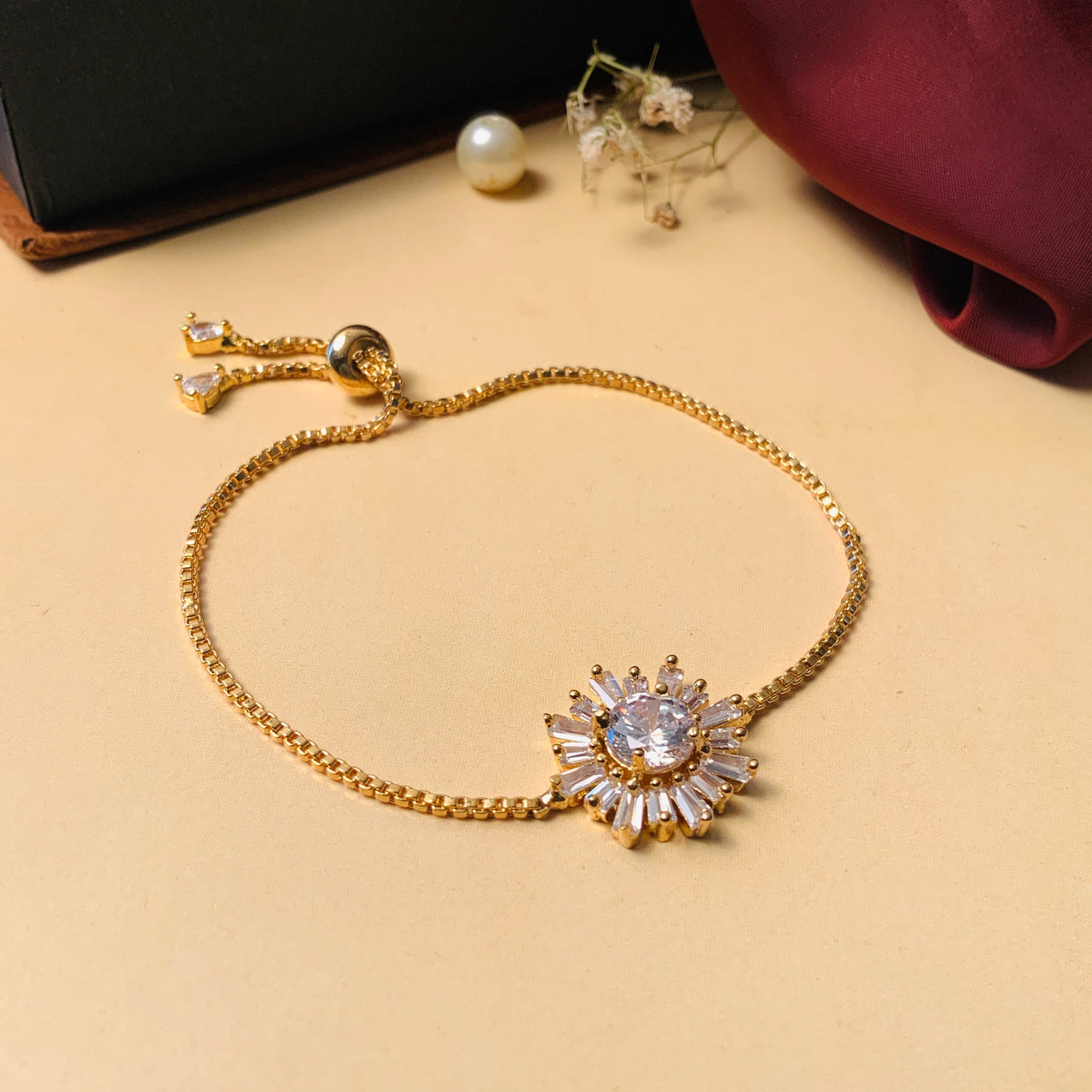 Brass Gold Plated American Diamond bangles & bracelet For Women & Girls (  PACK OF 2)