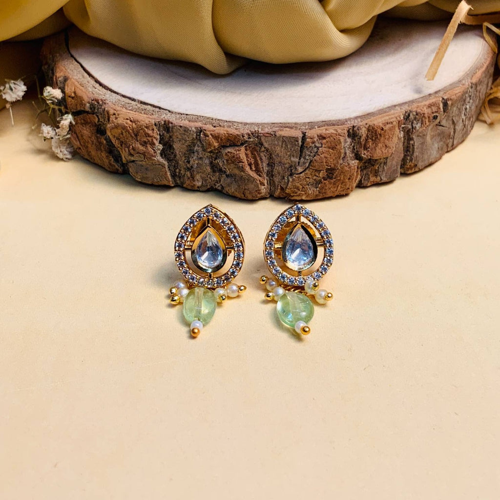 Minimal Unique Shape Polki Diamond Earring - Abdesignsjewellery