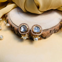 Thumbnail for Minimal Unique Shape Polki Diamond Earring - Abdesignsjewellery