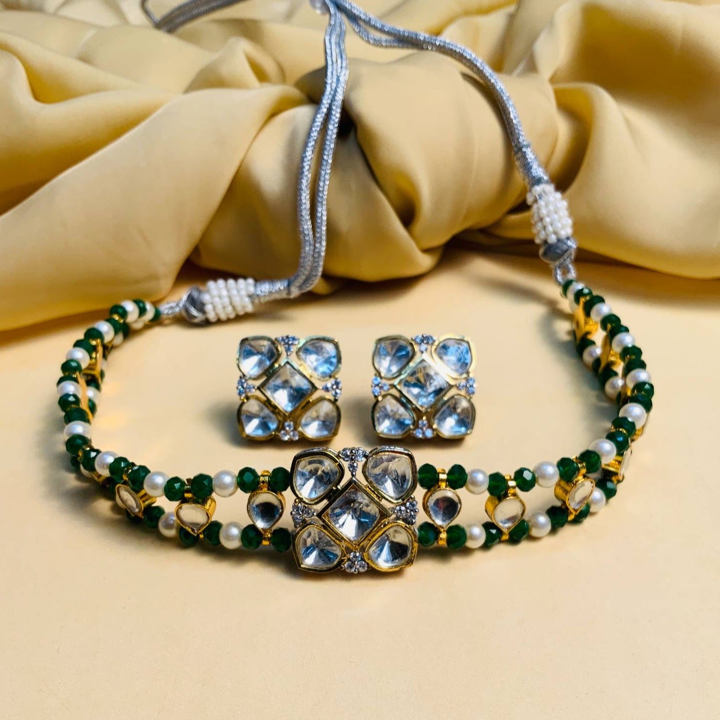 Minimal Polki Choker Set - Abdesignsjewellery