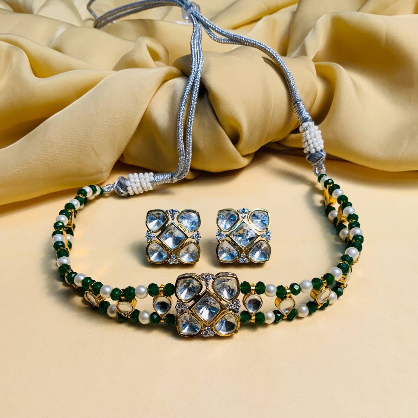 Minimal Polki Choker Set - Abdesignsjewellery