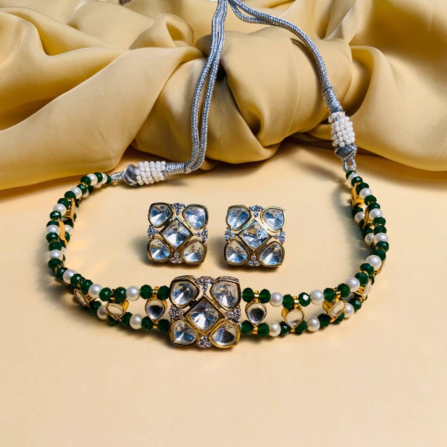 Minimal Polki Choker Set - Abdesignsjewellery