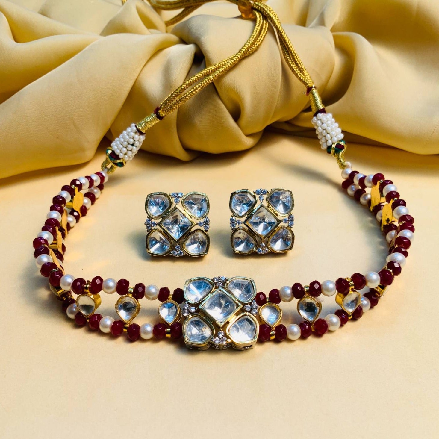 Minimal Polki Choker Set - Abdesignsjewellery