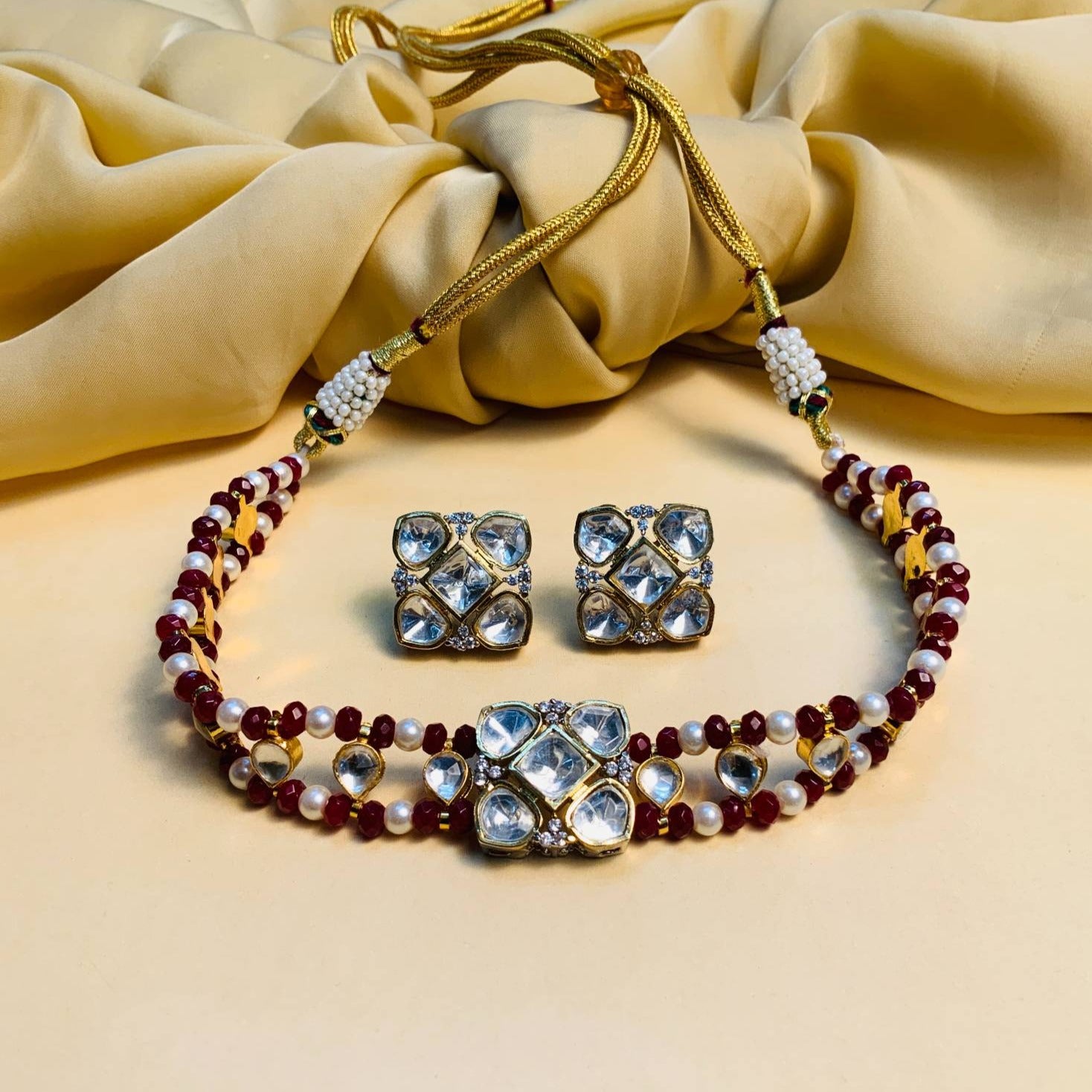 Minimal Polki Choker Set - Abdesignsjewellery