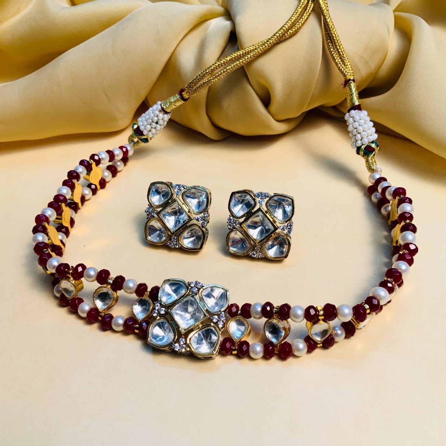 Minimal Polki Choker Set - Abdesignsjewellery