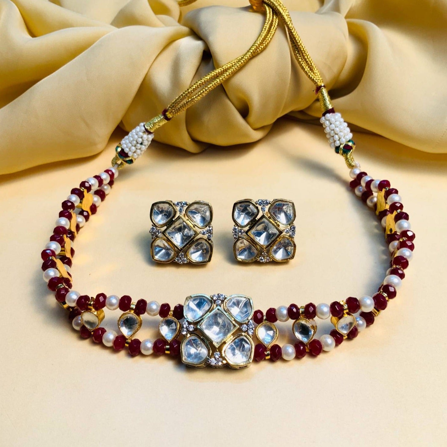 Minimal Polki Choker Set - Abdesignsjewellery