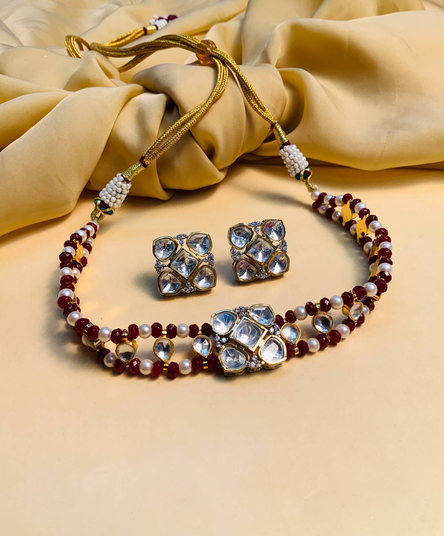 Minimal Polki Choker Set - Abdesignsjewellery