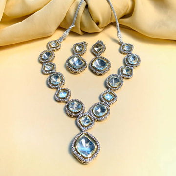 Elegant Polki Necklace With Earrings - Abdesignsjewellery