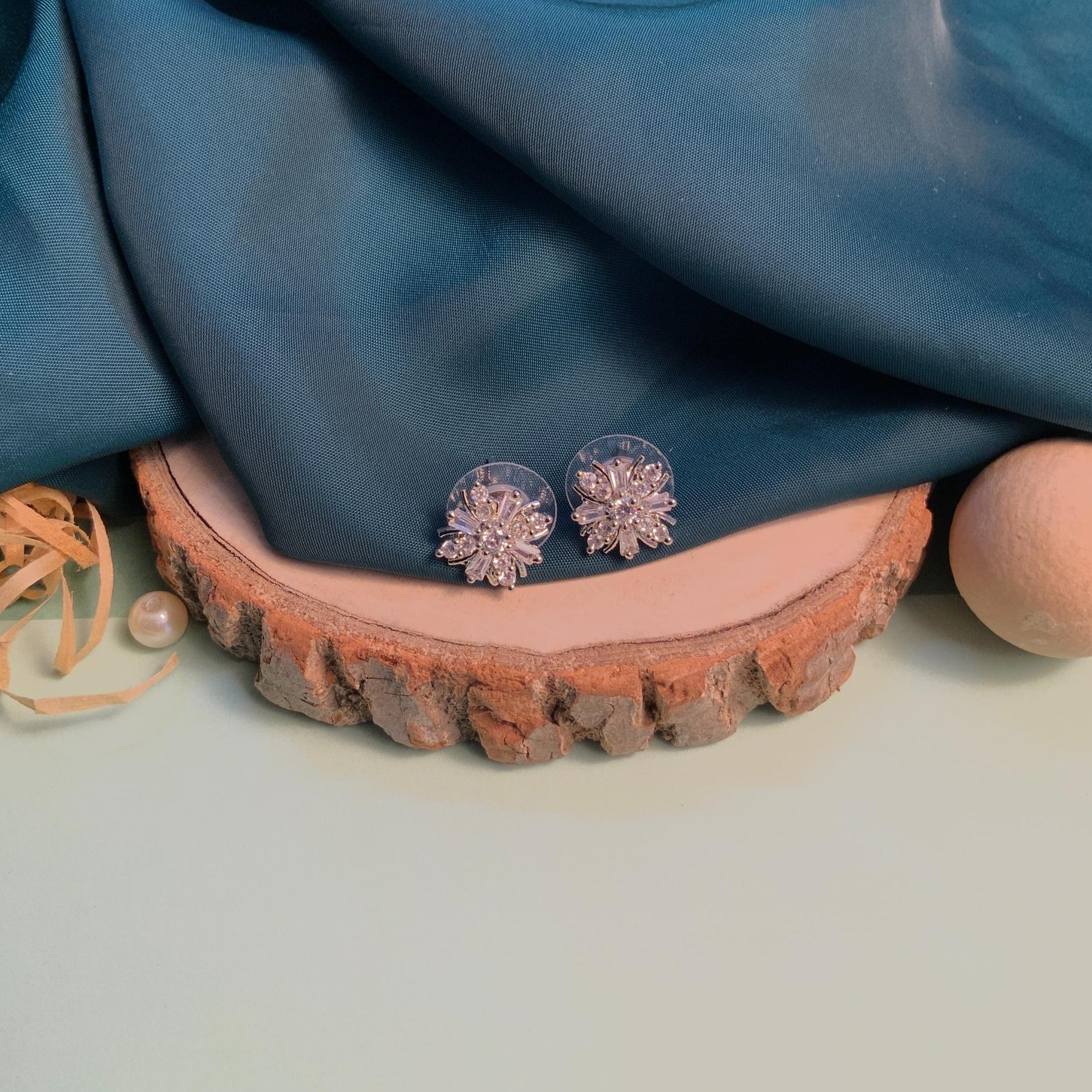 Sparkling Silver Plated American Diamond Stud