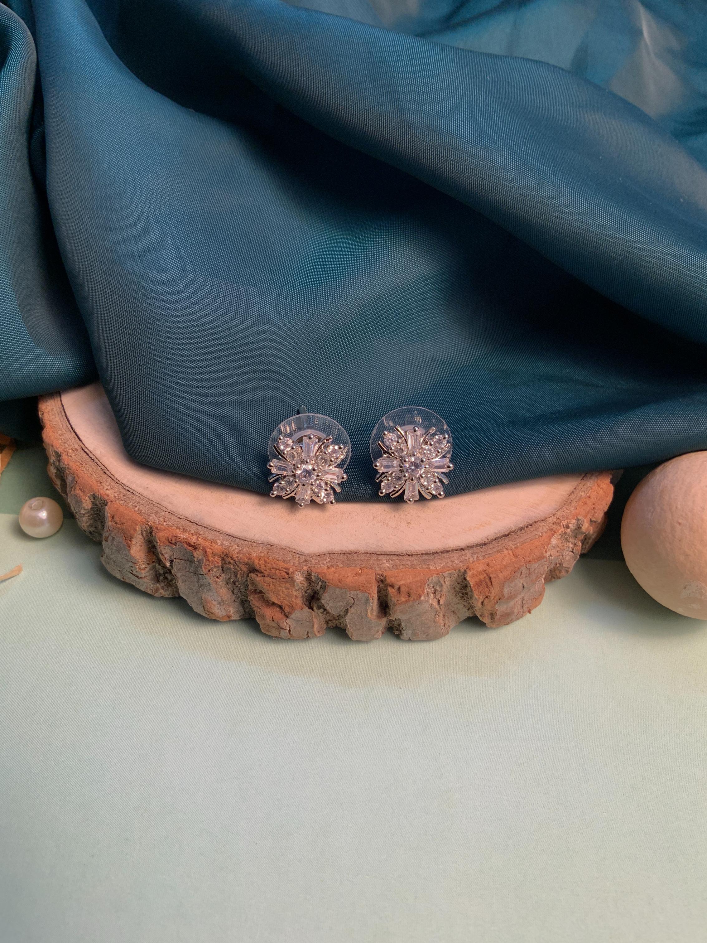 Sparkling Silver Plated American Diamond Stud