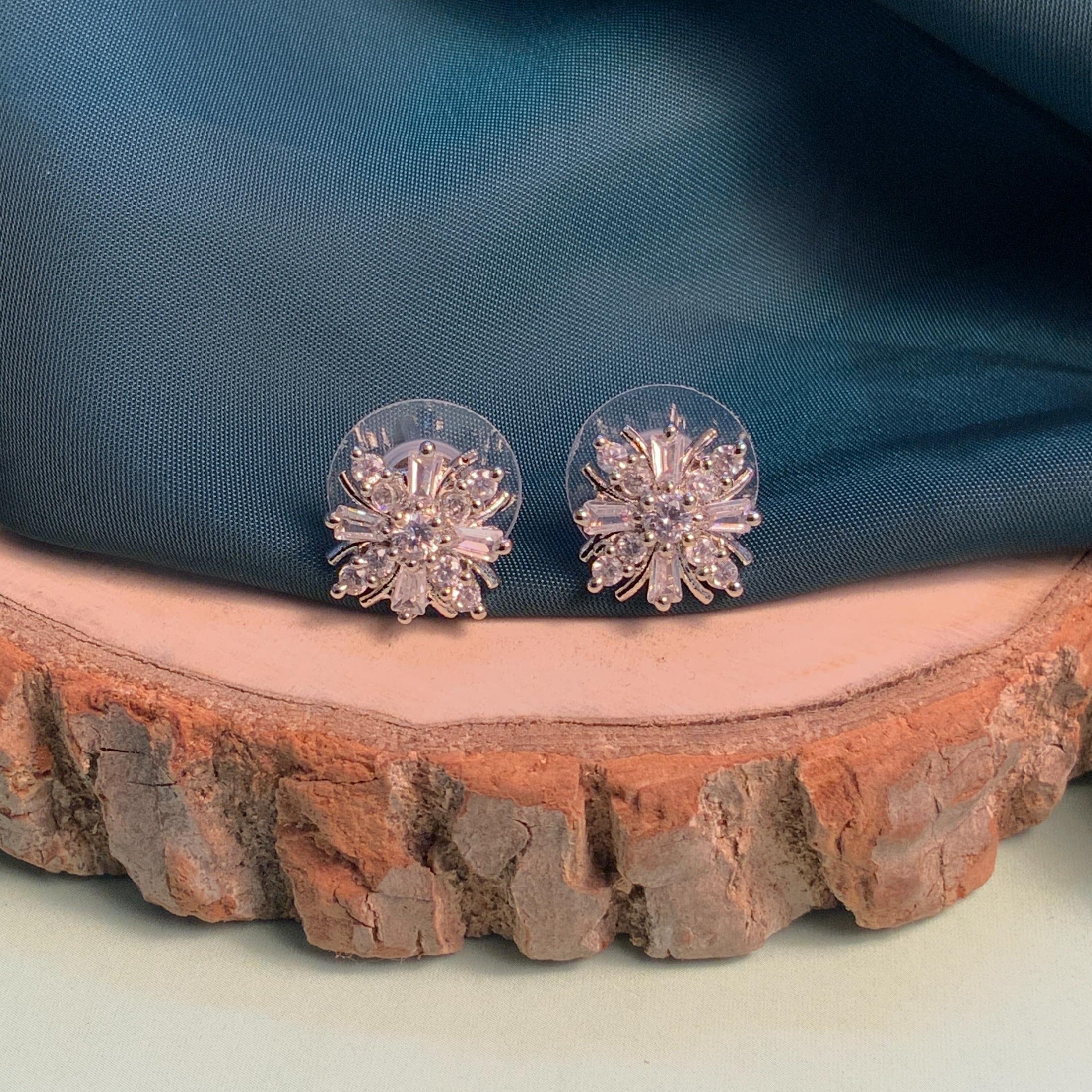 Sparkling Silver Plated American Diamond Stud