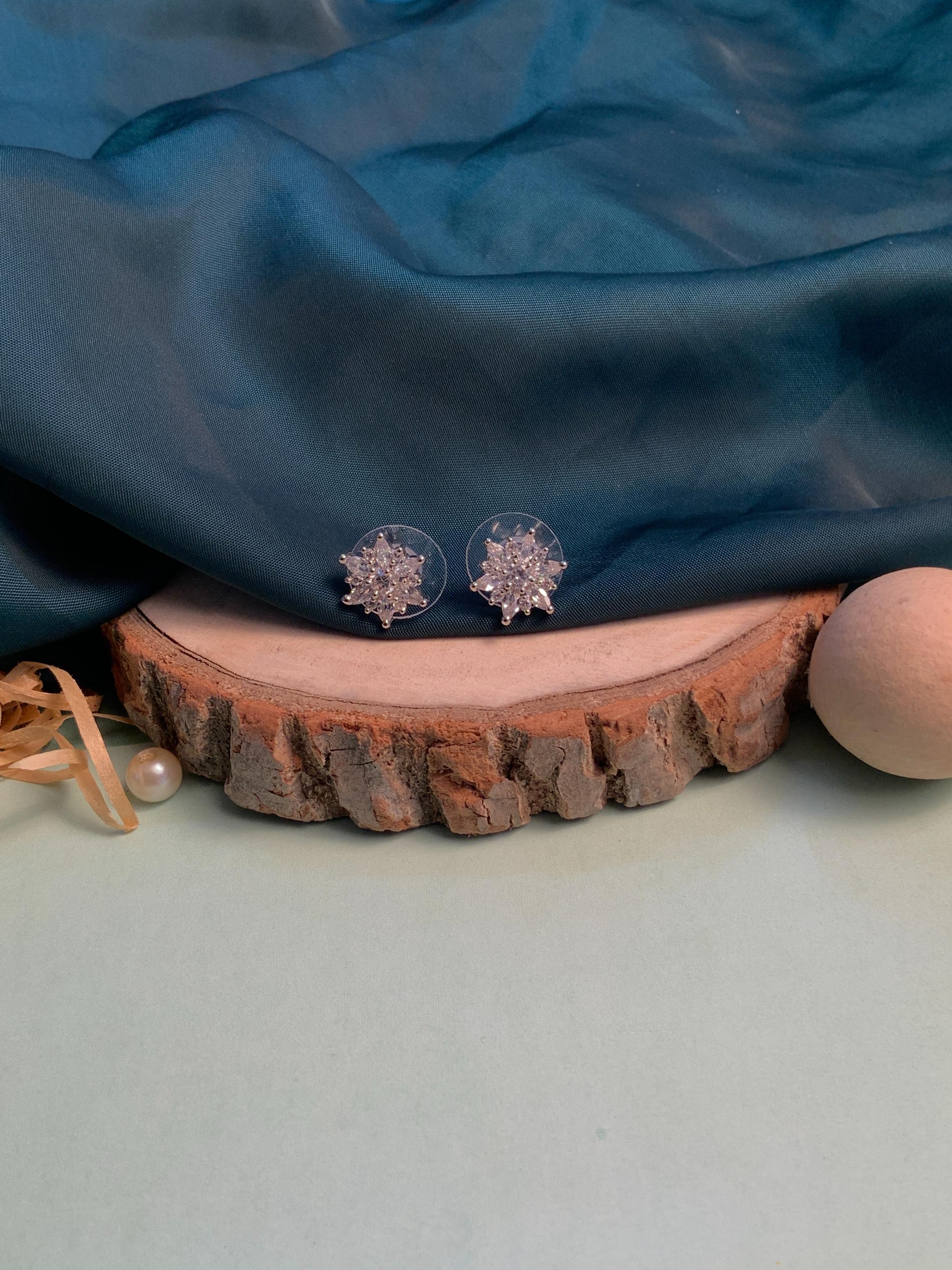 Striking Silver Plated American Diamond Stud