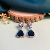 Thumbnail for Trendy Triangular Drop CZ Crystal Silver Plated Earrings