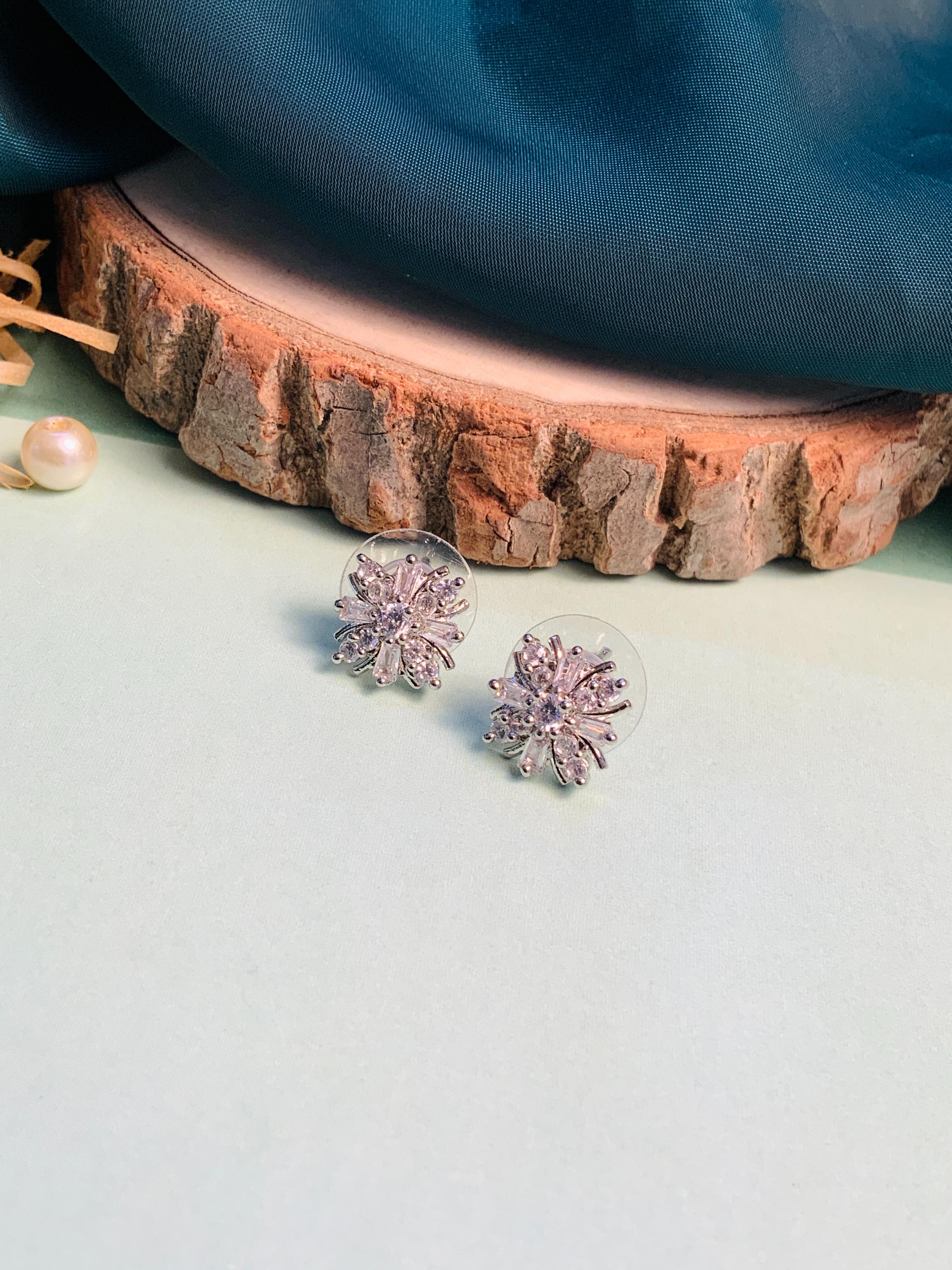 Sparkling Silver Plated American Diamond Stud