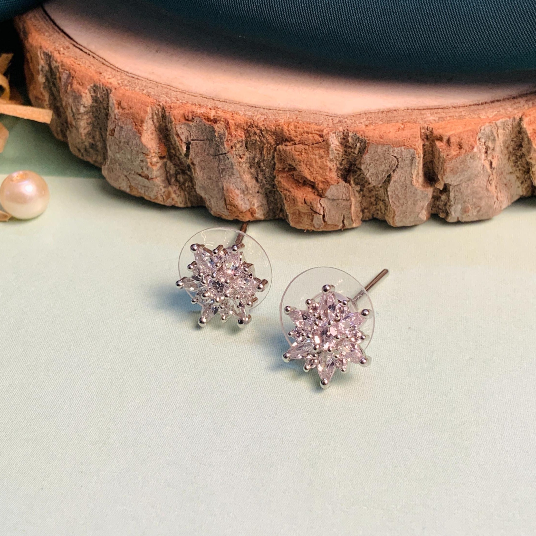 Striking Silver Plated American Diamond Stud