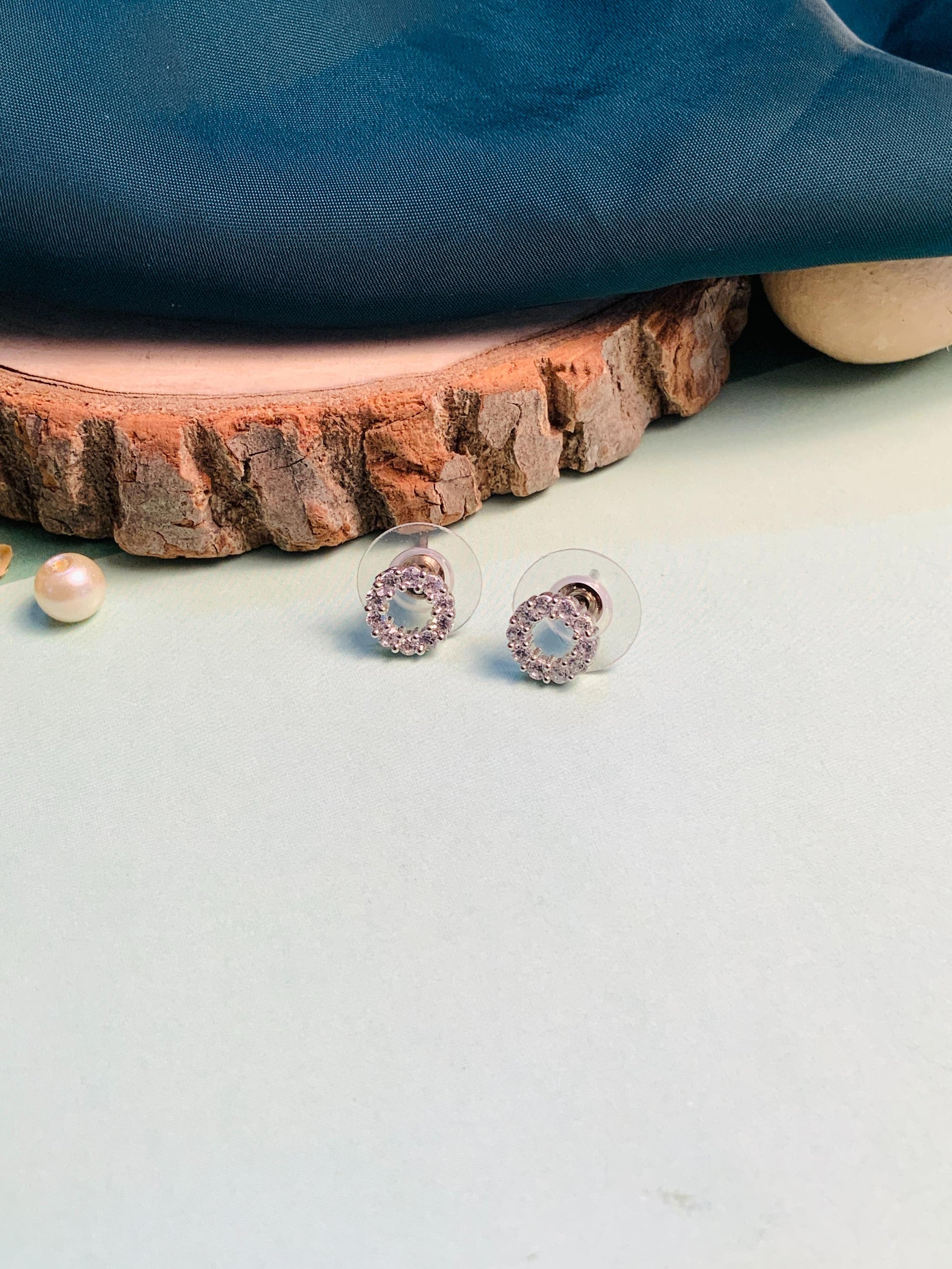 Dazzling Silver Plated American Diamond Stud - Abdesignsjewellery