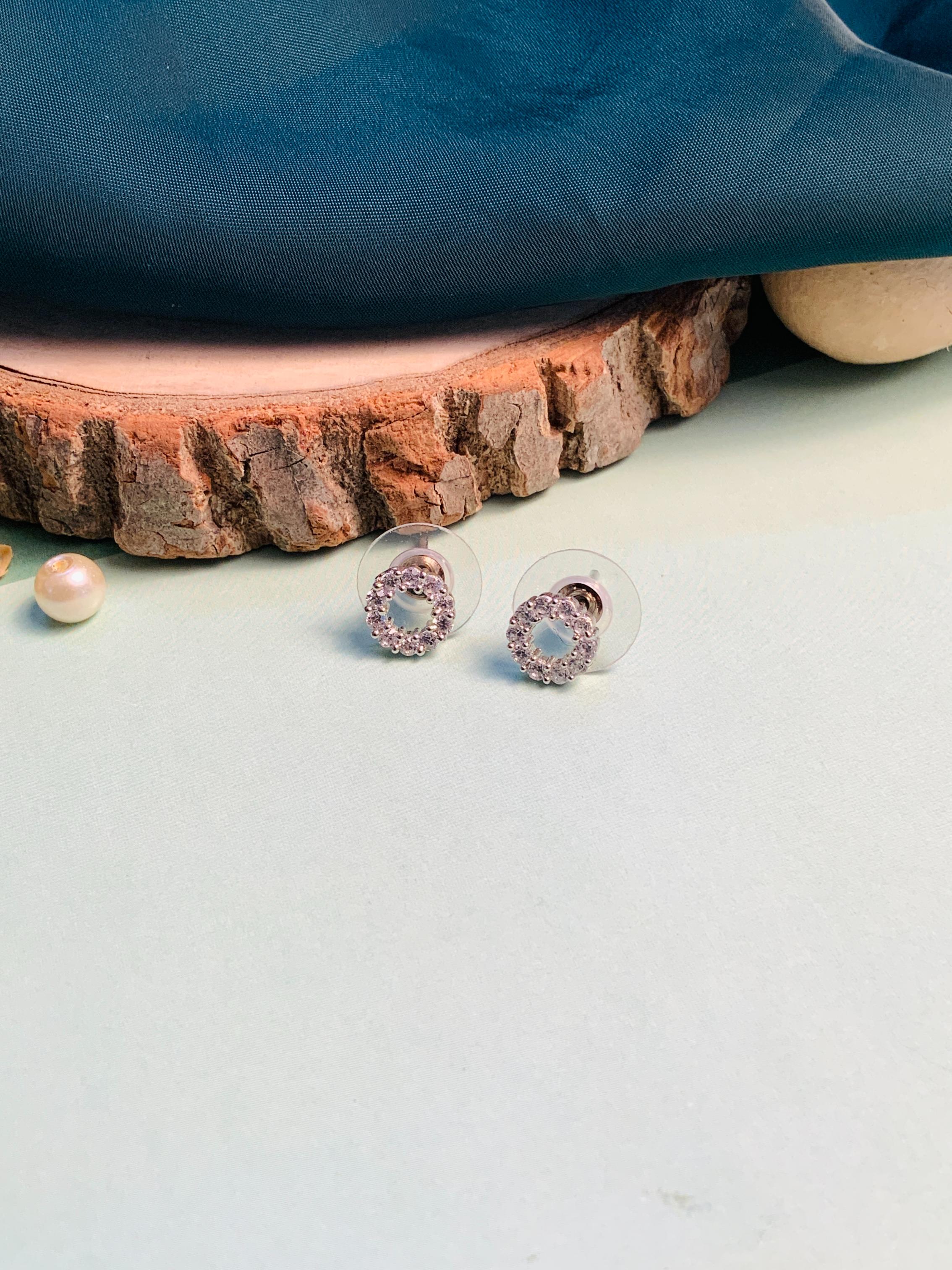 Dazzling Silver Plated American Diamond Stud - Abdesignsjewellery