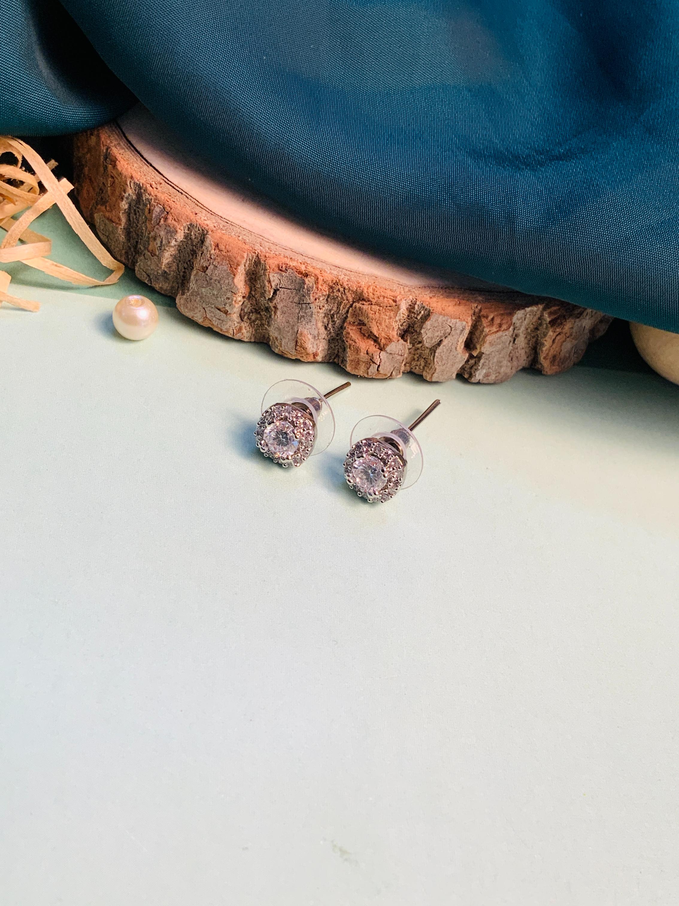 Fascinating Silver Plated American Diamond Stud - Abdesignsjewellery