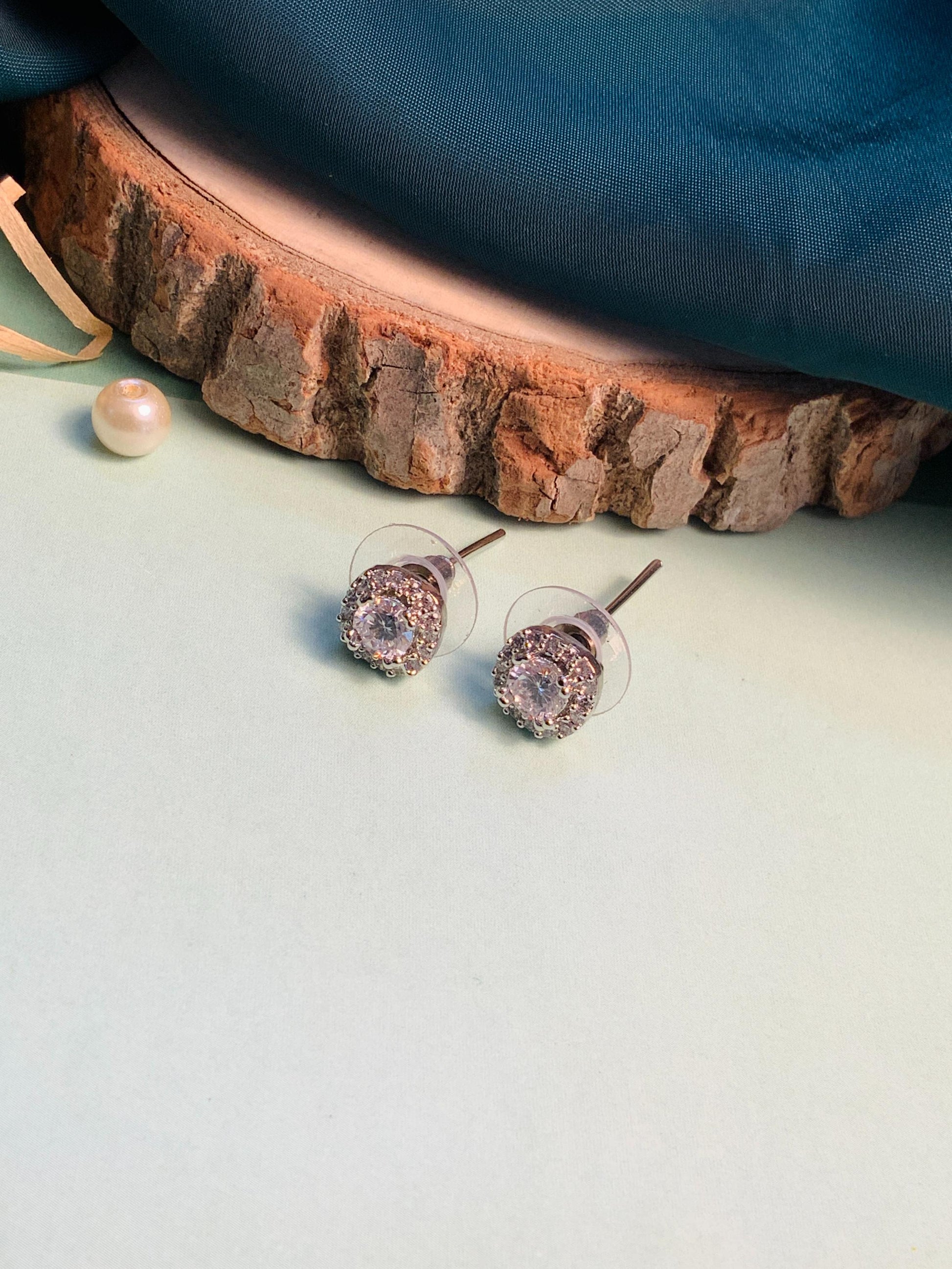 Fascinating Silver Plated American Diamond Stud - Abdesignsjewellery