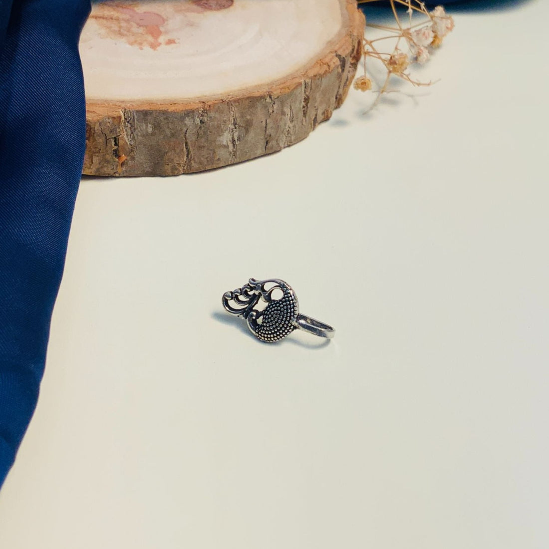 German Silver Peacock NosePin - Abdesignsjewellery