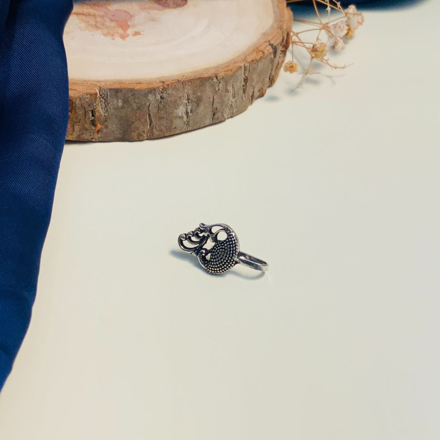 German Silver Peacock NosePin - Abdesignsjewellery