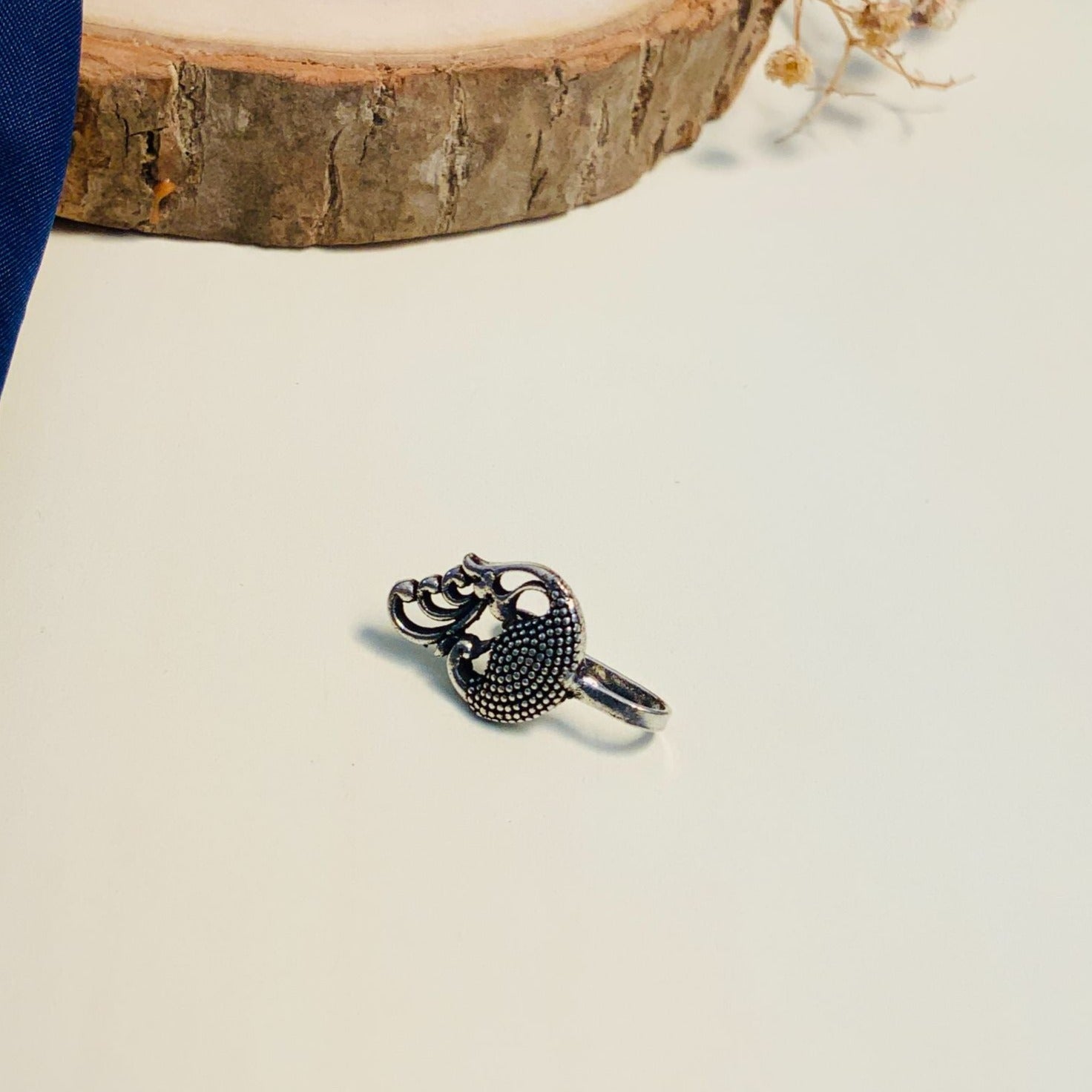 German Silver Peacock NosePin - Abdesignsjewellery