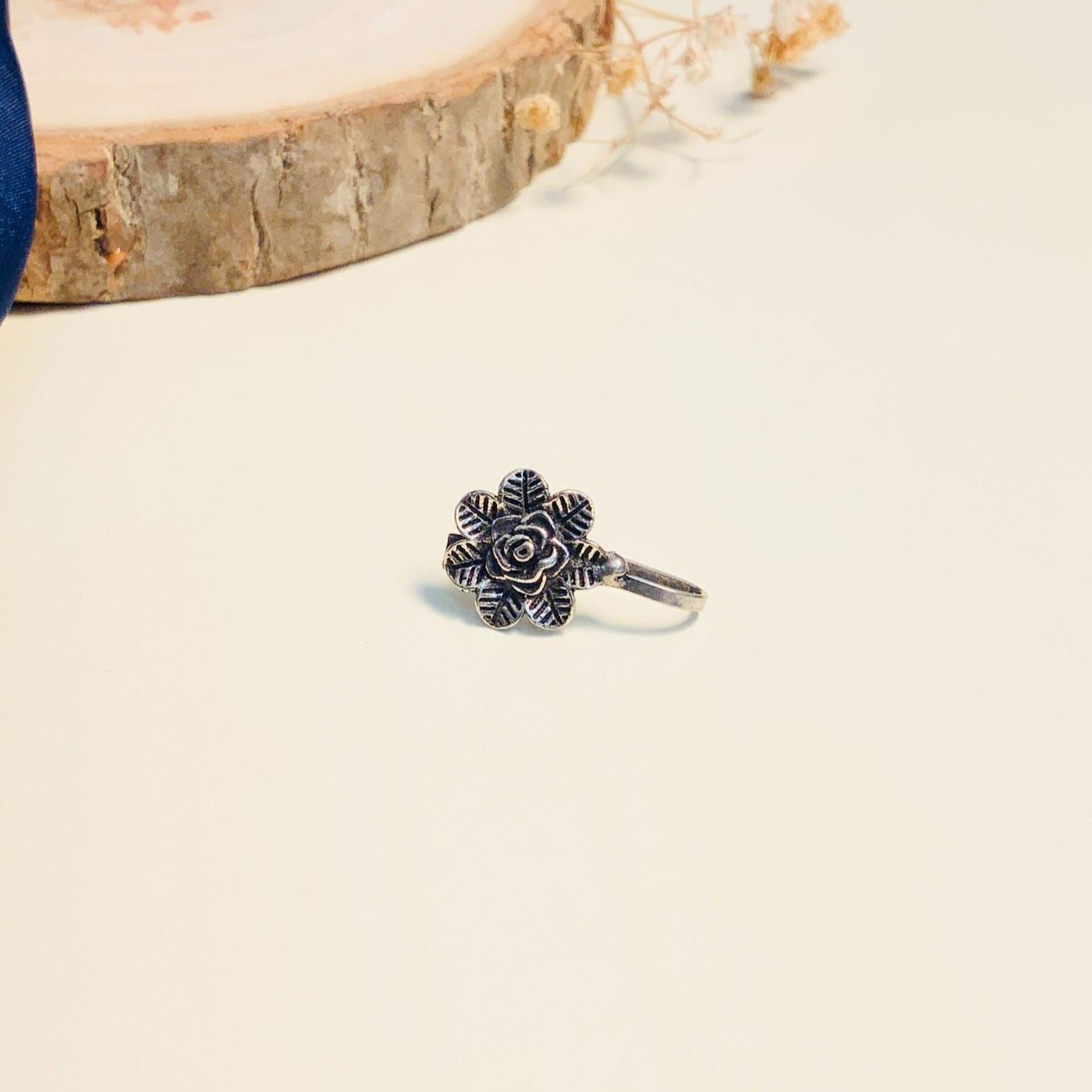 German Silver Floral NosePin - Abdesignsjewellery