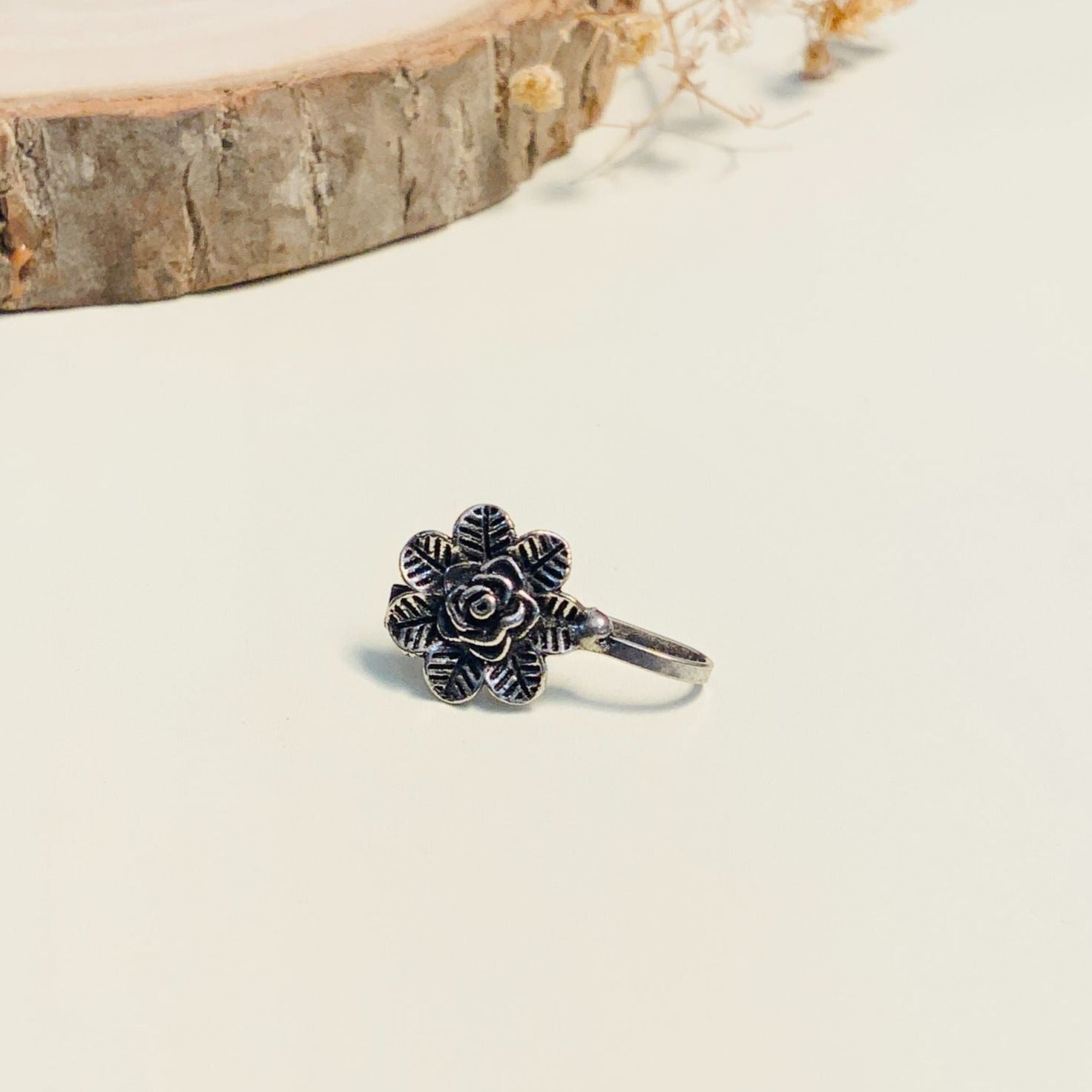 German Silver Floral NosePin - Abdesignsjewellery