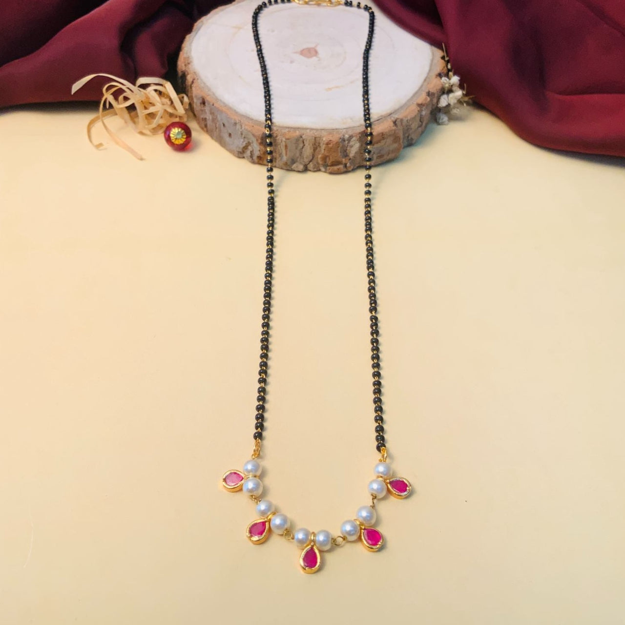 Dazzling Gold Plated Pearl Drop Mangalsutra - Abdesignsjewellery