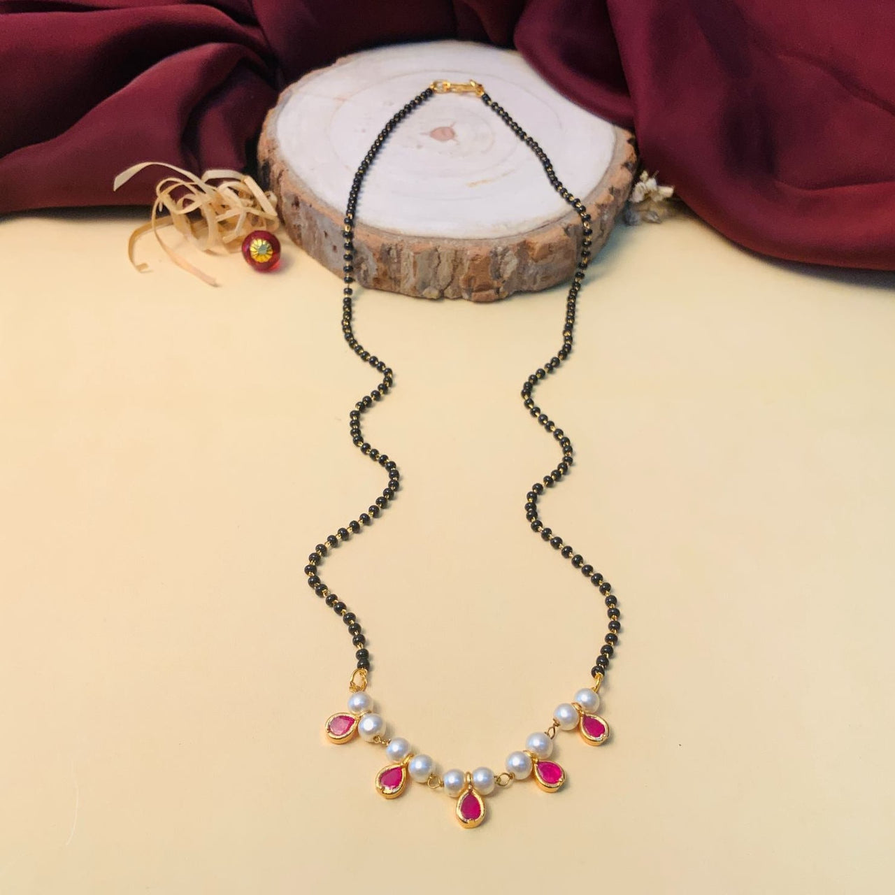Dazzling Gold Plated Pearl Drop Mangalsutra