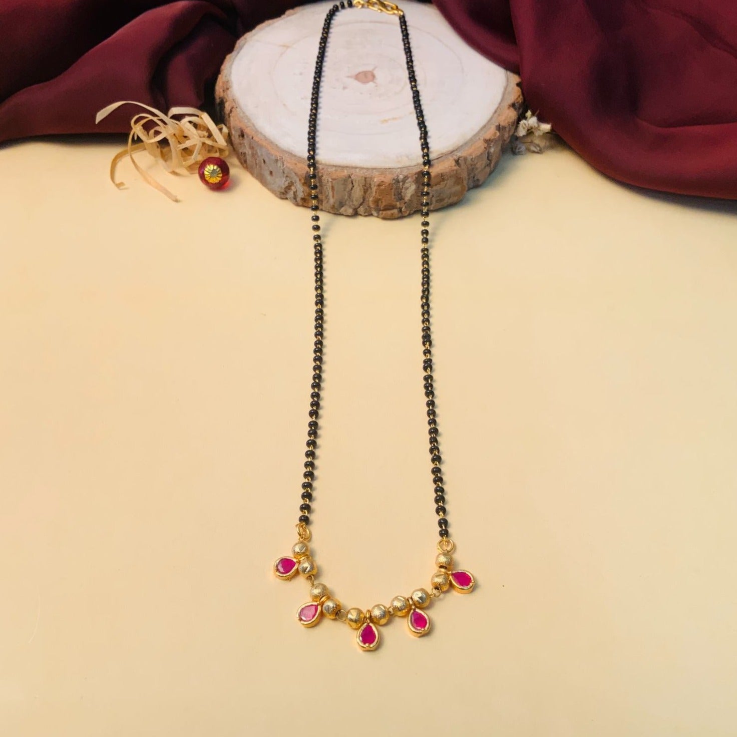 Dazzling Gold Plated Pearl Drop Mangalsutra - Abdesignsjewellery