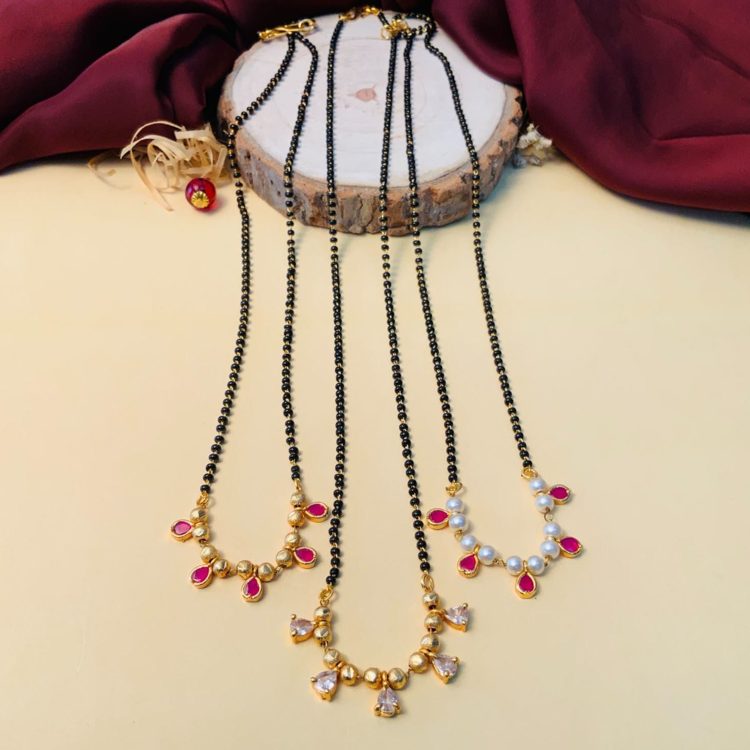 Dazzling Gold Plated Pearl Drop Mangalsutra - Abdesignsjewellery