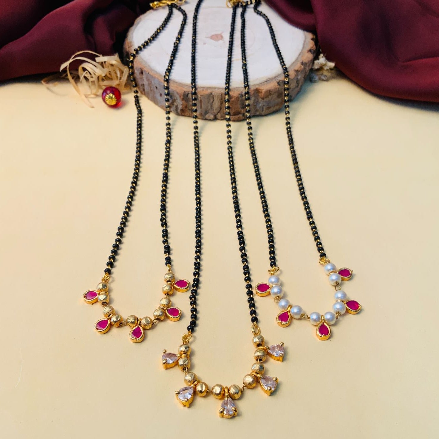Dazzling Gold Plated Pearl Drop Mangalsutra - Abdesignsjewellery