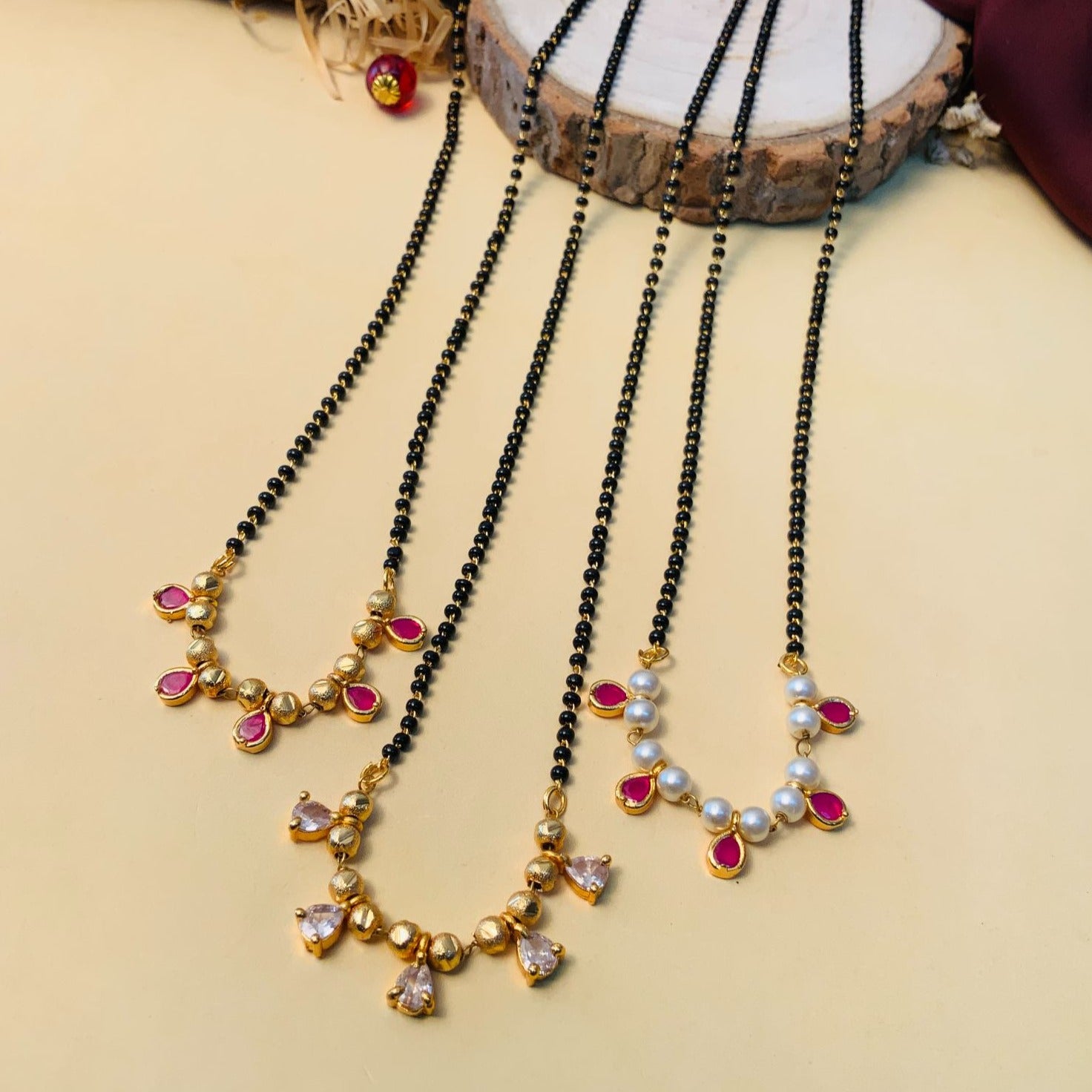 Dazzling Gold Plated Pearl Drop Mangalsutra - Abdesignsjewellery