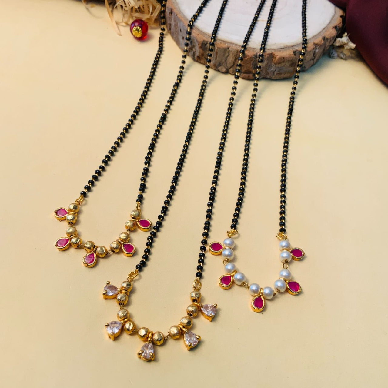 Dazzling Gold Plated Pearl Drop Mangalsutra