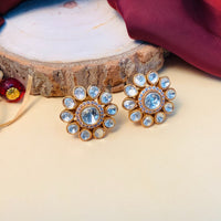 Thumbnail for High Quality Gold Plated Kundan Polki Stud Earring