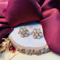 Thumbnail for Minimal Gold Plated Mini Flower Polki Stud Earring - Abdesignsjewellery
