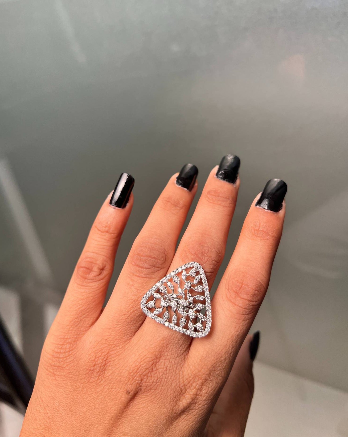 Dazzling CZ Studded Silver Plated Ring - Abdesignsjewellery