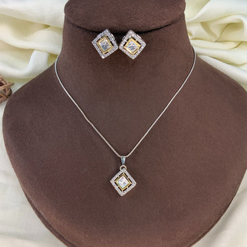 Precious Silver Plated American Diamond Chain Earring - mala by Abdesigns Jewellery