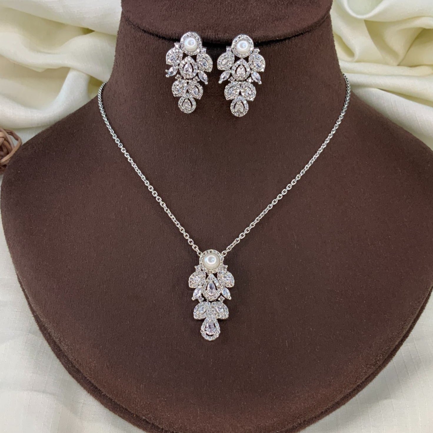 Unique High-Quality Silver Plated Chain Earring - mala by Abdesigns Jewellery
