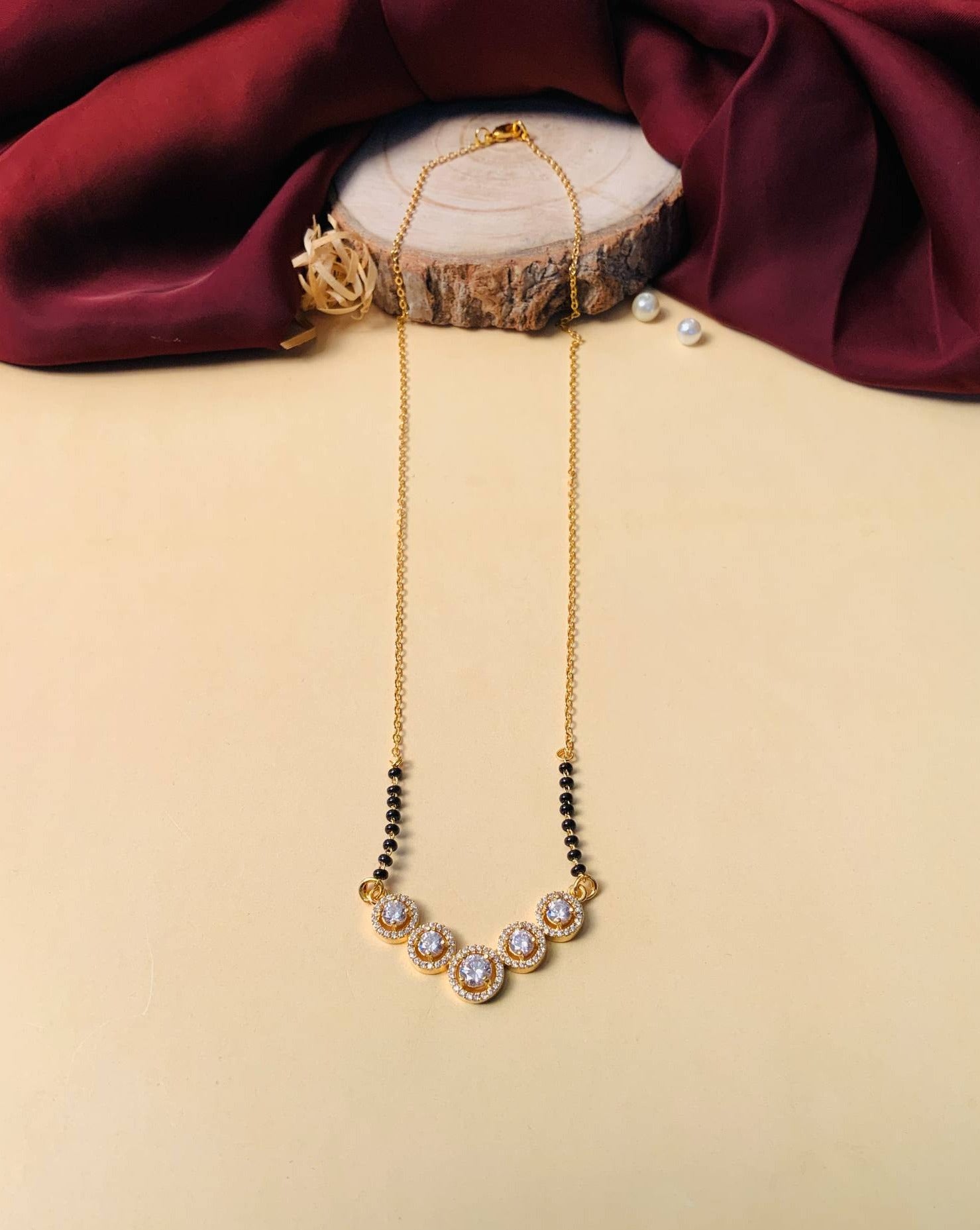 Artistic Gold Plated MoonShine American Diamond Mangalsutra - Abdesignsjewellery