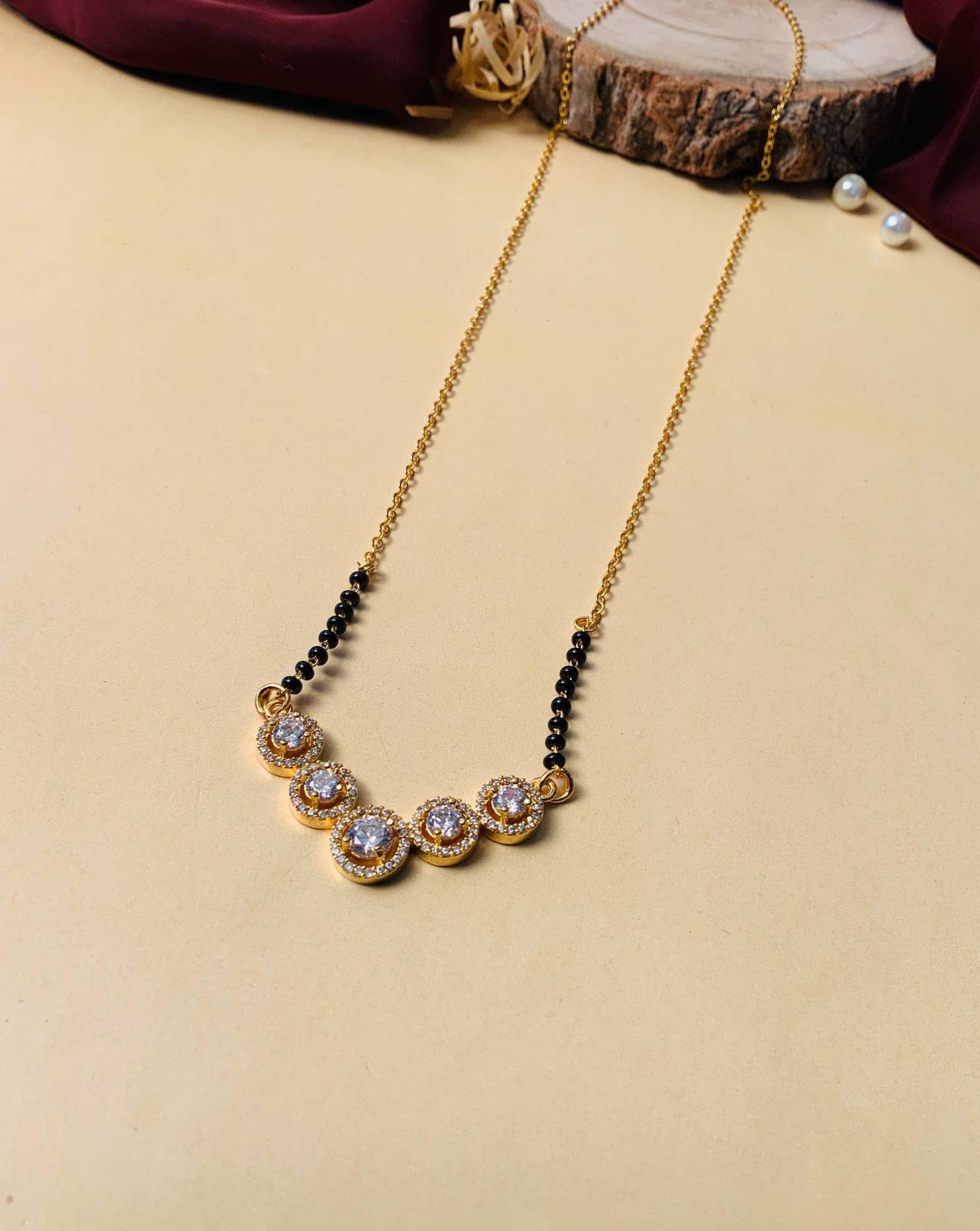 Artistic Gold Plated MoonShine American Diamond Mangalsutra - Abdesignsjewellery