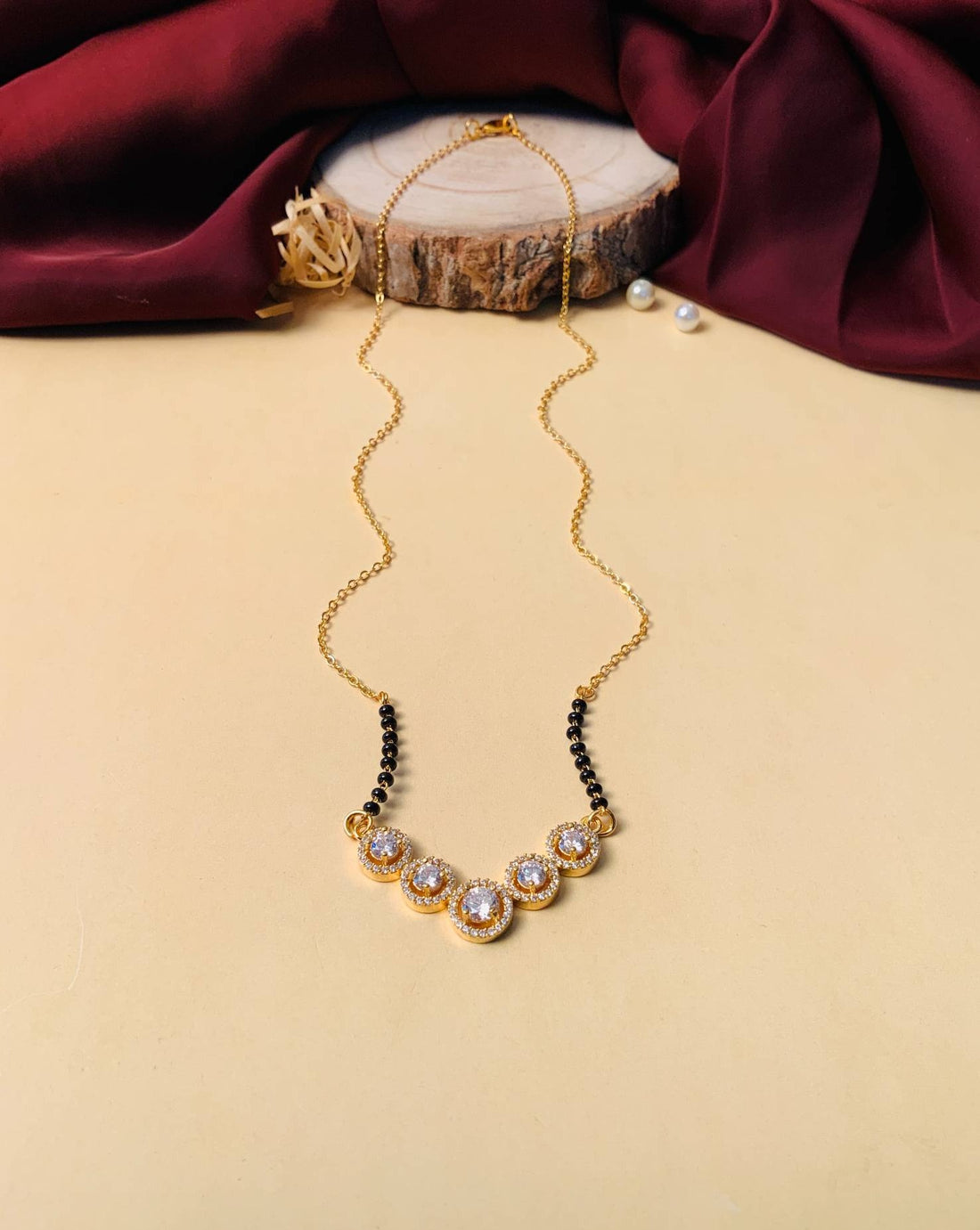 Artistic Gold Plated MoonShine American Diamond Mangalsutra - Abdesignsjewellery