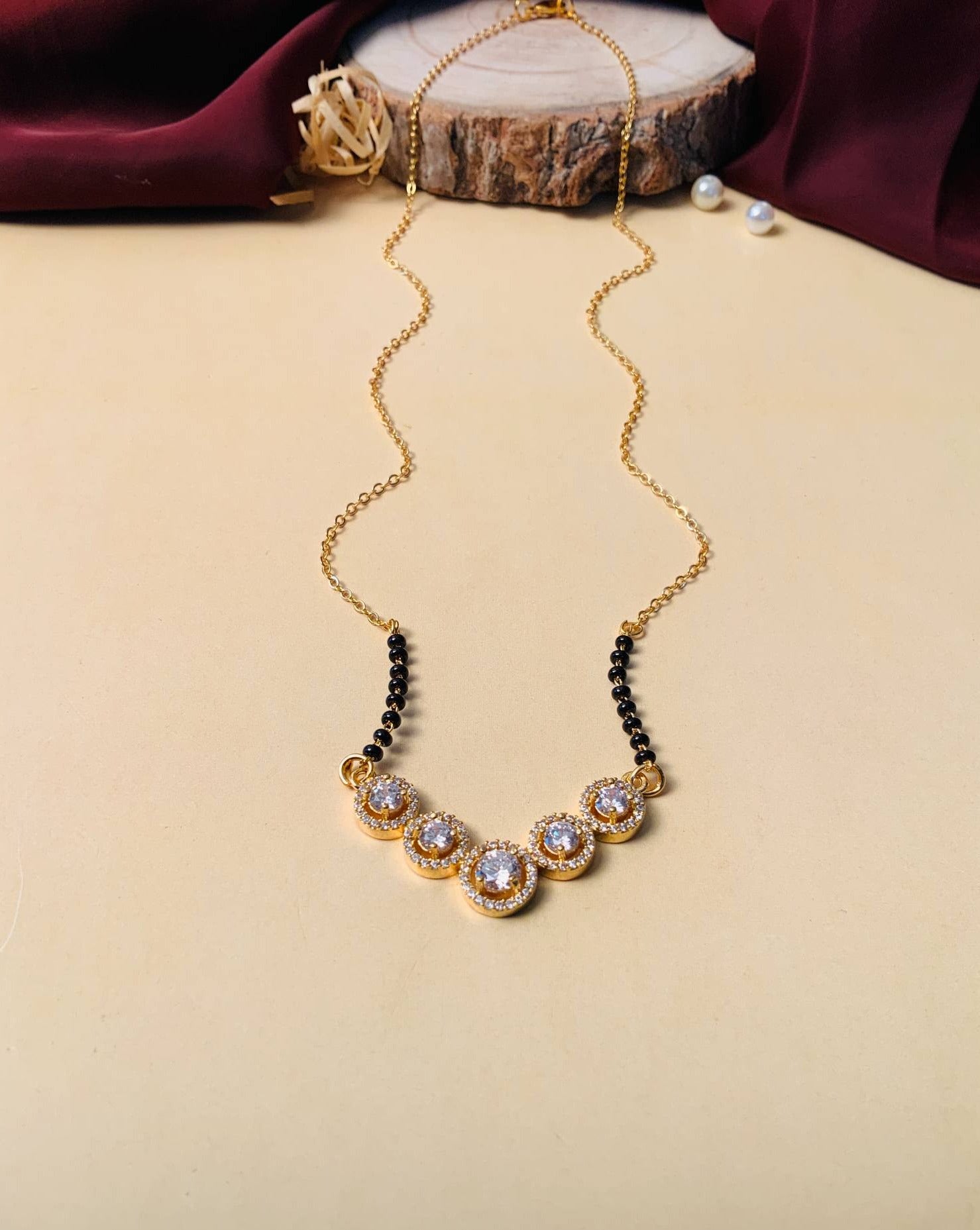 Artistic Gold Plated MoonShine American Diamond Mangalsutra - Abdesignsjewellery