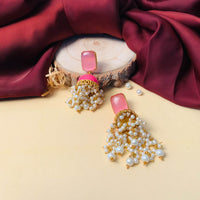 Thumbnail for Elegant Pink Gold Plated Pearl Earring - Abdesignsjewellery